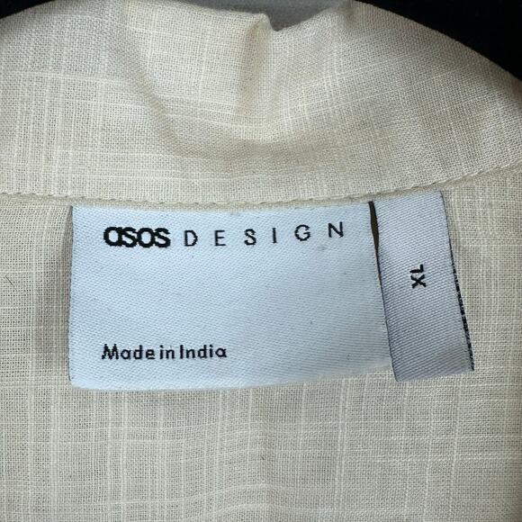 Men's ASOS Designs Button Up Beach Sports Summer Print Cream Button Up Shirt XL - Picture 5 of 6